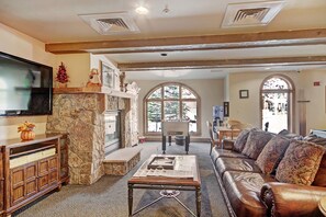 TV, fireplace