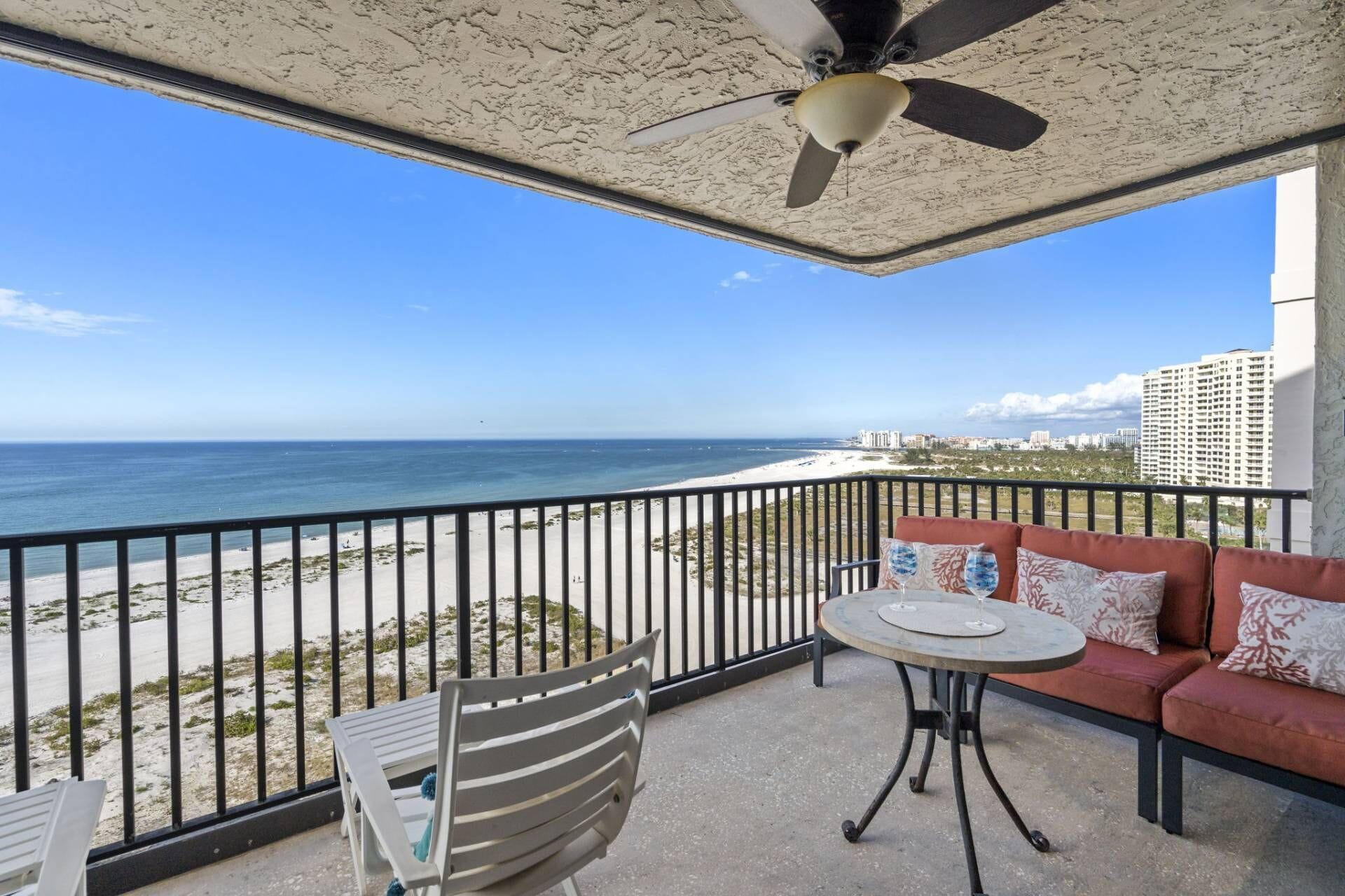 Enjoy Watching Gorgeous Sunsets on the Open-Air Patio with Direct Views of the Gulf of Mexico