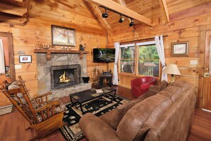 Televisión, chimenea y videojuegos 