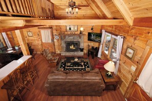 TV, fireplace, video games