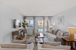 TV, DVD player, video library