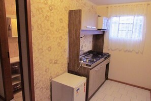 Microondas, placa de cocina, utensilios de cocina, artículos de limpieza