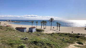 Una spiaggia nelle vicinanze, lettini da mare