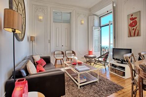 Flat-screen TV, DVD player