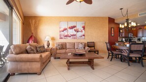 Televisión, reproductor de DVD, libros y estéreo 