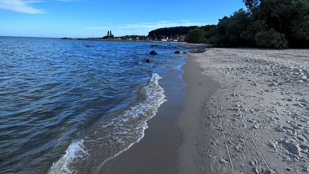 A beach with clear skies and calm waters.