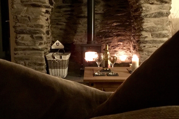 Cozy up in front of the wood burning stove