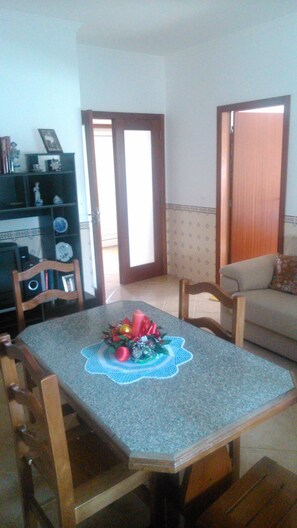 TV, books, video library, stereo