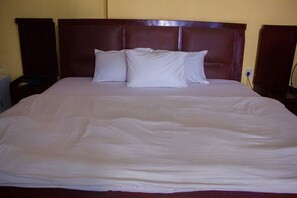 Desk, bed sheets