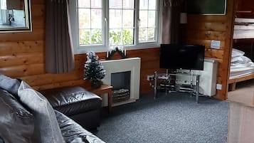 Smart-TV, Kamin, DVD-Player, Bücher