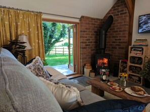 Smart-TV, Kamin, Bücher