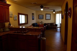TV, DVD player, stereo