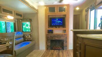 Grand Mobile Home, 2 Bedrooms | Living area | Flat-screen TV
