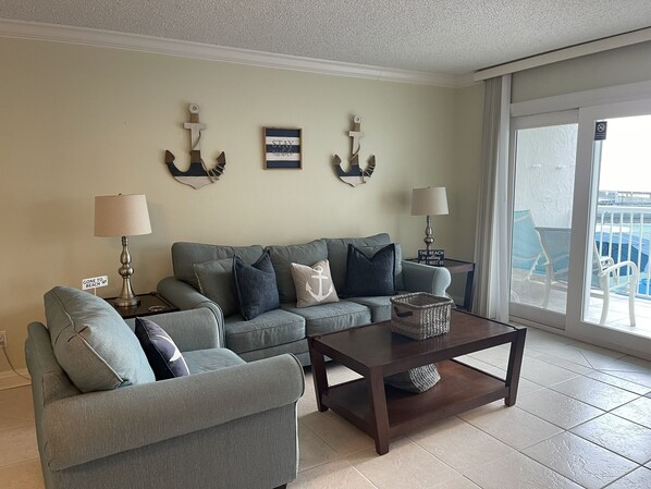 TV, DVD player, video library