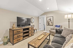 TV, fireplace, offices - Abode at Open Meadows, luxury estate, sleeps 23 (Wilson)