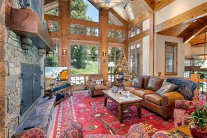 TV, fireplace - Abode at Two Wolves | Luxury Teton Village Home | Mountain Paradise Perfection (Teton Village)