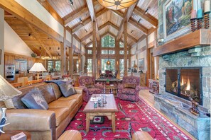 TV, fireplace - Abode at Two Wolves | Luxury Teton Village Home | Mountain Paradise Perfection (Teton Village)