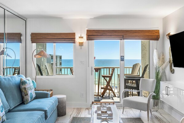 Flat-screen TV, DVD player, video library