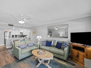 Una televisión, un reproductor de DVD, una videoteca