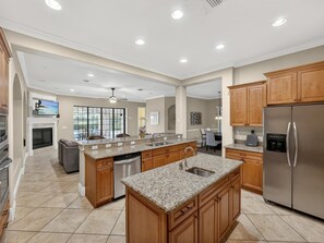 Fridge, microwave, coffee/tea maker, toaster