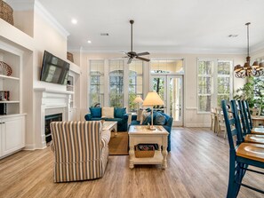 TV, DVD player, books