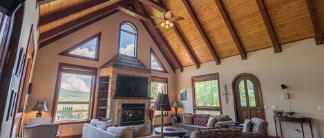 TV, lareira, videogames, DVD player