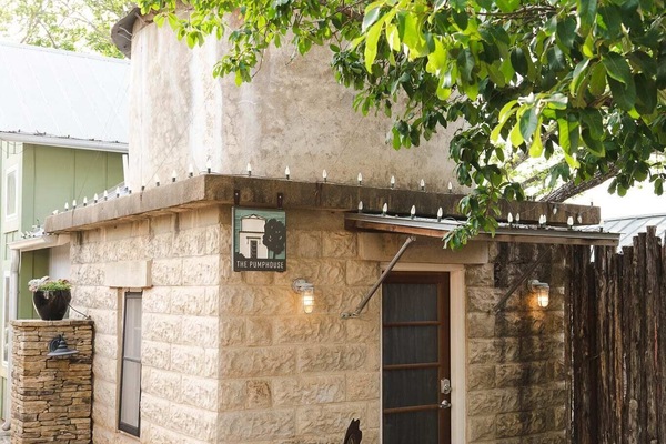 The Pumphouse exterior – historic limestone structure with unique charm.