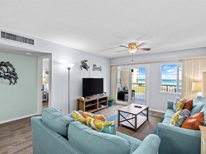 TV, DVD player, video library