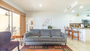 Smart TV, DVD player, books, stereo