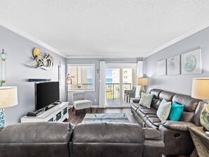 TV, DVD player, video library