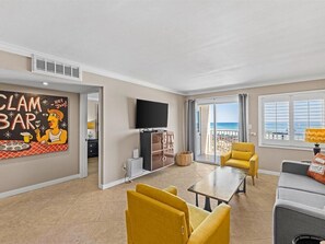 TV, DVD player, video library