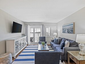 TV, DVD player, video library