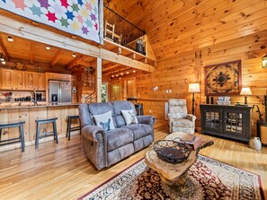 Tv, eldstad och dvd-spelare