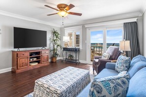 TV, DVD player, video library