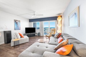 TV, DVD player, video library