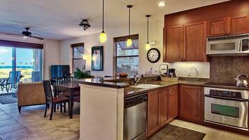 Fridge, microwave, oven, dishwasher