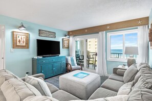 TV, DVD player, books, video library