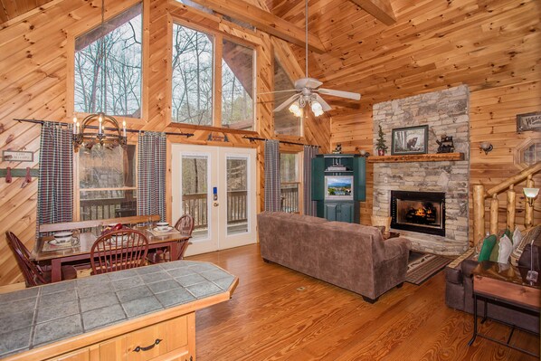 Fireplace, DVD player