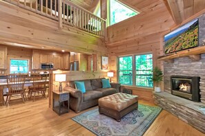 Living area - The Watchtower - private retreat, game room, fire pit, pets (Banner Elk)