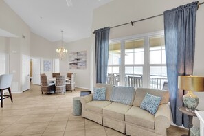 LCD TV, DVD player, books, stereo