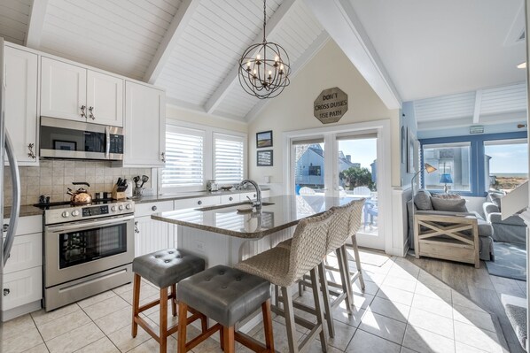 Fridge, microwave, oven, stovetop - Villa 36-3BR/3BA Oceanview Villa steps to the beach & Bald Head Island Club. (Bald Head Island)