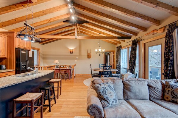 TV, fireplace, video games, DVD player