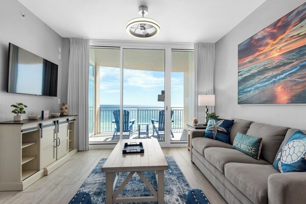 Flat-screen TV, DVD player