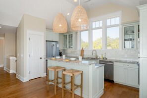 Fridge, microwave, oven, stovetop - Captain Tank's is a Grand 4BR/4.5BA Dunes Ridge Getaway with Ocean Views! (Bald Head Island)