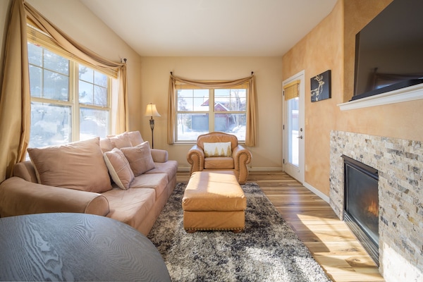 Televisor intel·ligent, llar de foc, llibres i estèreo