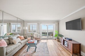 TV, DVD player, video library