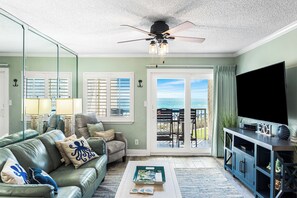 TV, DVD player, video library