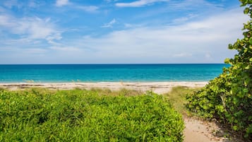 Beach nearby, sun loungers