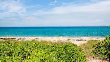 Beach nearby, sun loungers