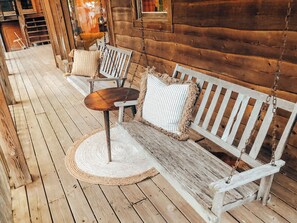 Terrace/patio - Authentic, Rustic, Historic Log Cabin (Richmond)